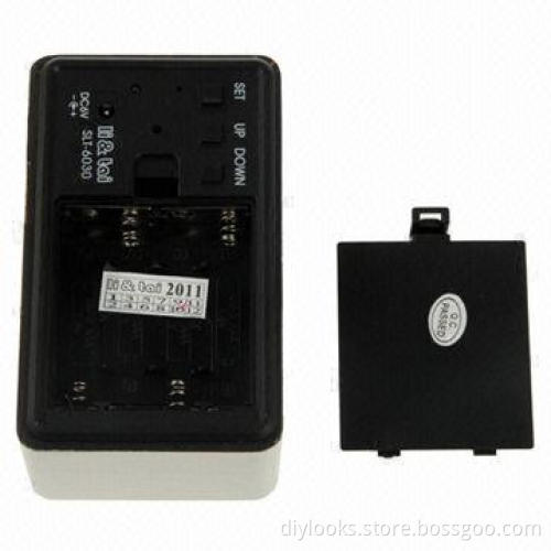 White Number USB/Battery Wooden Clock with Voice Control, Alternately Display Time/Month Temperature